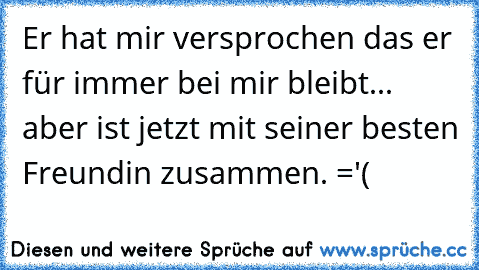 Er hat mir versprochen das er für immer bei mir bleibt... aber ist jetzt mit seiner besten Freundin zusammen. ='(