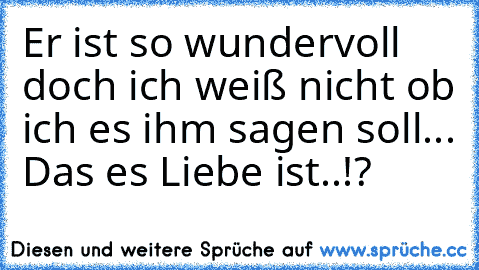 Er ist so wundervoll doch ich weiß nicht ob ich es ihm sagen soll... Das es Liebe ist..!? 