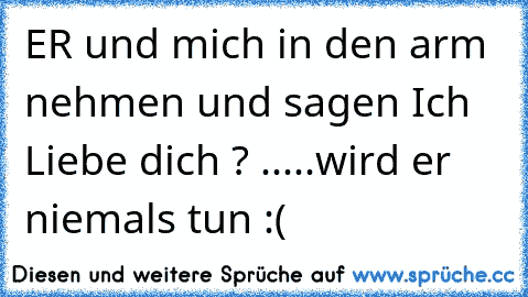 ER und mich in den arm nehmen und sagen Ich Liebe dich ? .....wird er niemals tun :(