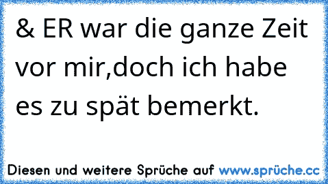 & ER war die ganze Zeit vor mir,
doch ich habe es zu spät bemerkt.