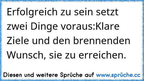 Erfolgreich zu sein setzt zwei Dinge voraus:
Klare Ziele und den brennenden Wunsch, sie zu erreichen.