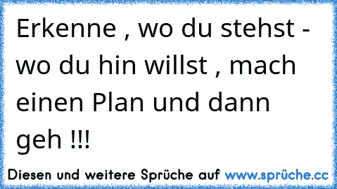 Erkenne , wo du stehst - wo du hin willst , mach einen Plan und dann geh !!!