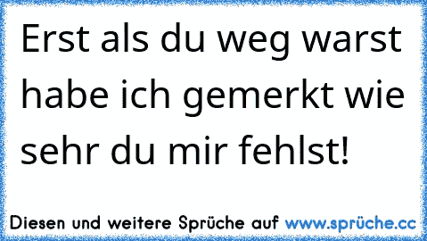 Erst als du weg warst habe ich gemerkt wie sehr du mir fehlst!