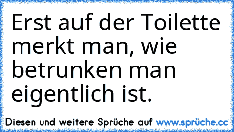 Erst auf der Toilette merkt man, wie betrunken man eigentlich ist.