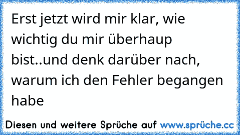 Erst jetzt wird mir klar, wie wichtig du mir überhaup bist..und denk darüber nach, warum ich den Fehler begangen habe ♥ ♥