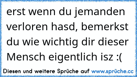 erst wenn du jemanden verloren hasd, bemerkst du wie wichtig dir dieser Mensch eigentlich isz :(