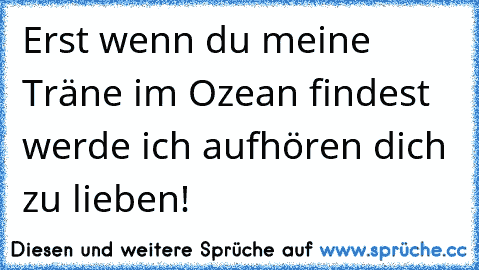 Erst wenn du meine Träne im Ozean findest werde ich aufhören dich zu lieben!