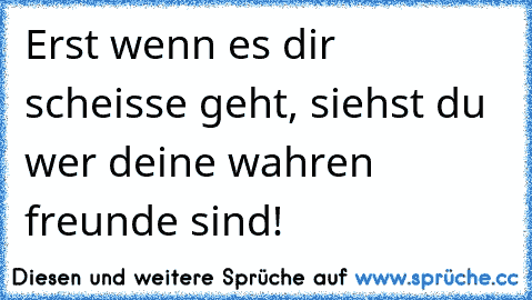 Erst wenn es dir scheisse geht, siehst du wer deine wahren freunde sind!