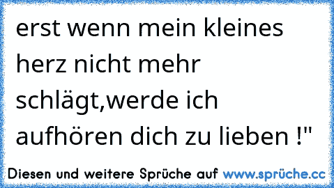 erst wenn mein kleines herz nicht mehr schlägt,werde ich aufhören dich zu lieben !"