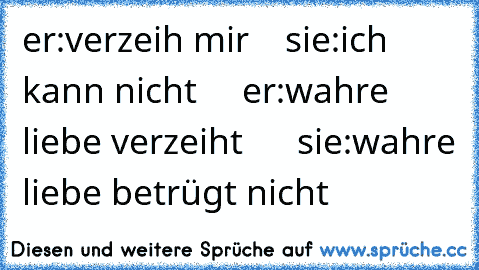 er:verzeih mir    sie:ich kann nicht     er:wahre liebe verzeiht      sie:wahre liebe betrügt nicht