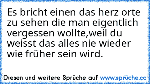 Es bricht einen das herz orte zu sehen die man eigentlich vergessen wollte,weil du weisst das alles nie wieder wie früher sein wird.