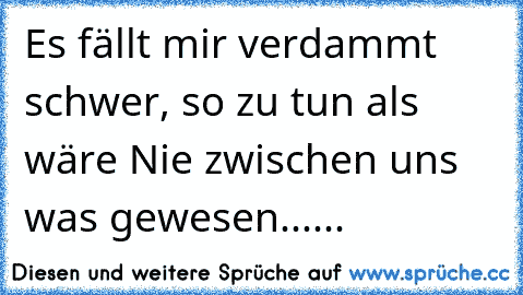 Es fällt mir verdammt schwer, so zu tun als wäre Nie zwischen uns was gewesen......