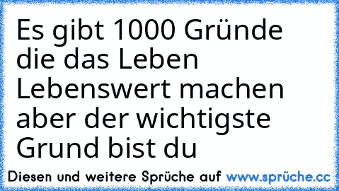 Es gibt 1000 Gründe die das Leben Lebenswert machen aber der wichtigste Grund bist du ♥