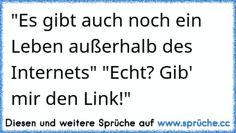 "Es gibt auch noch ein Leben außerhalb des Internets" "Echt? Gib' mir den Link!"