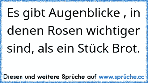 Es gibt Augenblicke , in denen Rosen wichtiger sind, als ein Stück Brot.