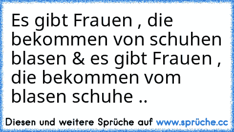 Es gibt Frauen , die bekommen von schuhen blasen & es gibt Frauen , die bekommen vom blasen schuhe ..