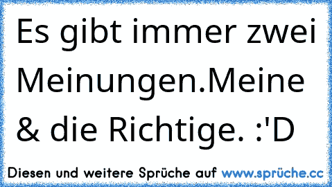 Es gibt immer zwei Meinungen.
Meine & die Richtige. :'D