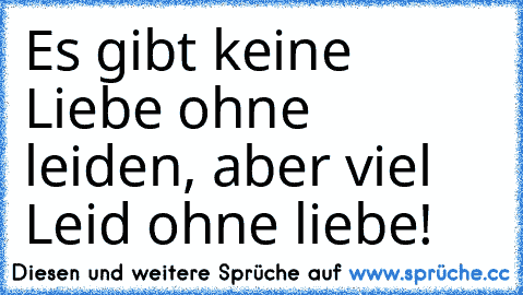 Es gibt keine Liebe ohne leiden, aber viel Leid ohne liebe! ♥