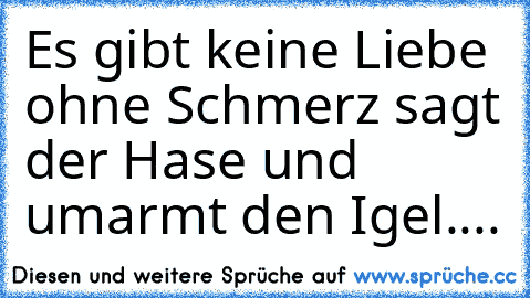 Es gibt keine Liebe ohne Schmerz sagt der Hase und umarmt den Igel....