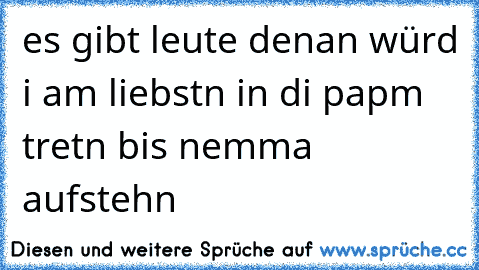 es gibt leute denan würd i am liebstn in di papm tretn bis nemma aufstehn