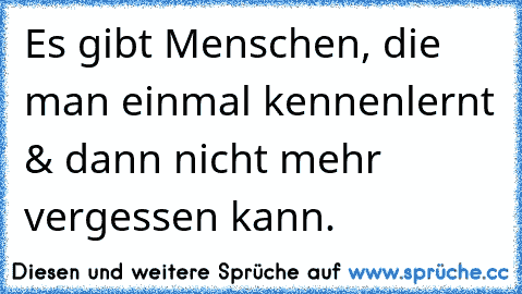 Es gibt Menschen, die man einmal kennenlernt & dann nicht mehr vergessen kann.