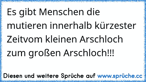 Es gibt Menschen die mutieren innerhalb kürzester Zeitvom kleinen Arschloch zum großen Arschloch!!!