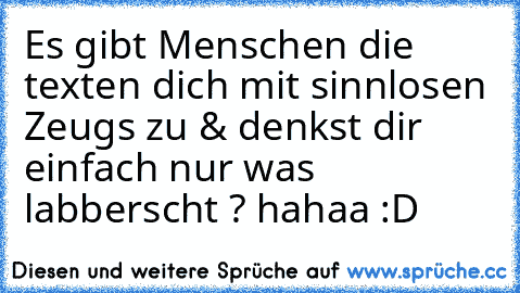 Es gibt Menschen die texten dich mit sinnlosen Zeugs zu & denkst dir einfach nur was labberscht ? hahaa :D