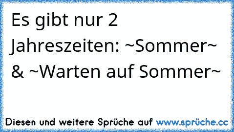 Es gibt nur 2 Jahreszeiten: ~Sommer~ & ~Warten auf Sommer~