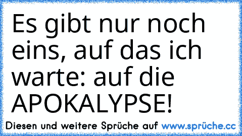 Es gibt nur noch eins, auf das ich warte: auf die APOKALYPSE!