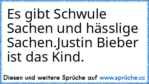 Es gibt Schwule Sachen und hässlige Sachen.
Justin Bieber ist das Kind.