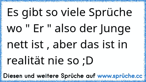 Es gibt so viele Sprüche wo " Er " also der Junge nett ist , aber das ist in realität nie so ;D