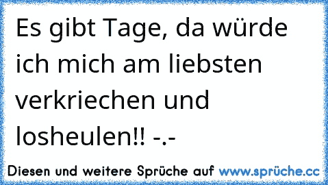 Es gibt Tage, da würde ich mich am liebsten verkriechen und losheulen!! -.-