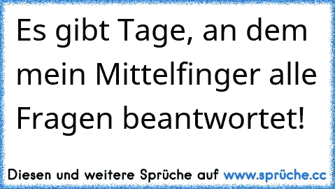 Es gibt Tage, an dem mein Mittelfinger alle Fragen beantwortet!