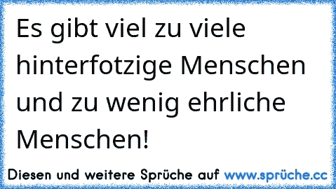 Es gibt viel zu viele hinterfotzige Menschen und zu wenig ehrliche Menschen!