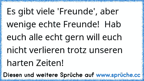 Es gibt viele 'Freunde', aber wenige echte Freunde! ♥ Hab euch alle echt gern will euch nicht verlieren trotz unseren harten Zeiten! ♥