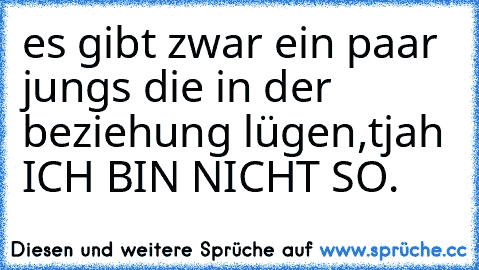 es gibt zwar ein paar jungs die in der beziehung lügen,tjah ICH BIN NICHT SO.