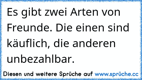 Es gibt zwei Arten von Freunde. Die einen sind käuflich, die anderen unbezahlbar. ♥