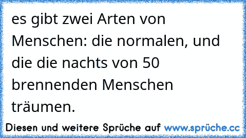 es gibt zwei Arten von Menschen: die normalen, und die die nachts von 50 brennenden Menschen träumen.