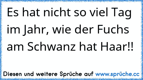 Es hat nicht so viel Tag im Jahr, wie der Fuchs am Schwanz hat Haar!!