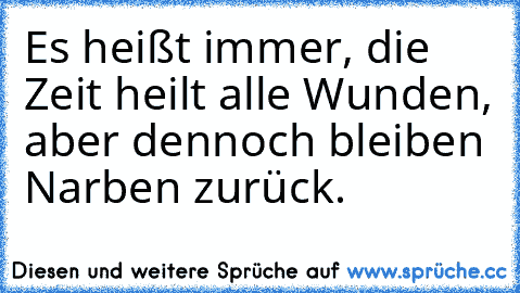 Es heißt immer, die Zeit heilt alle Wunden, aber dennoch bleiben Narben zurück.♥