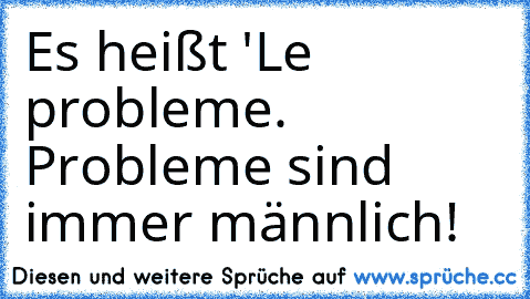 Es heißt 'Le probleme. Probleme sind immer männlich!