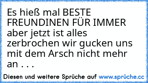 Es hieß mal BESTE FREUNDINEN FÜR IMMER aber jetzt ist alles zerbrochen wir gucken uns mit dem Arsch nicht mehr an . . .