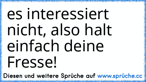 es interessiert nicht, also halt einfach deine Fresse!