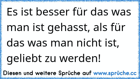 Es ist besser für das was man ist gehasst, als für das was man nicht ist, geliebt zu werden! ☆