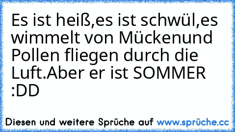 Es ist heiß,
es ist schwül,
es wimmelt von Mücken
und Pollen fliegen durch die Luft.
Aber er ist SOMMER ♥♥ :DD