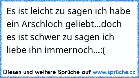 Es ist leicht zu sagen ich habe ein Arschloch geliebt...doch es ist schwer zu sagen ich liebe ihn immernoch...♥:´(