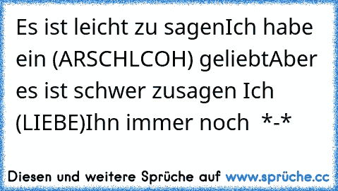 Es ist leicht zu sagen
Ich habe ein (ARSCHLCOH) geliebt
Aber es ist schwer zusagen Ich (LIEBE)
Ihn immer noch ♥ *-*