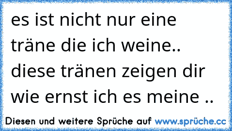 es ist nicht nur eine träne die ich weine.. diese tränen zeigen dir wie ernst ich es meine ..