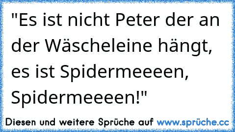 "Es ist nicht Peter der an der Wäscheleine hängt, es ist Spidermeeeen, Spidermeeeen!"