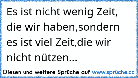 Es ist nicht wenig Zeit, die wir haben,
sondern es ist viel Zeit,
die wir nicht nützen...